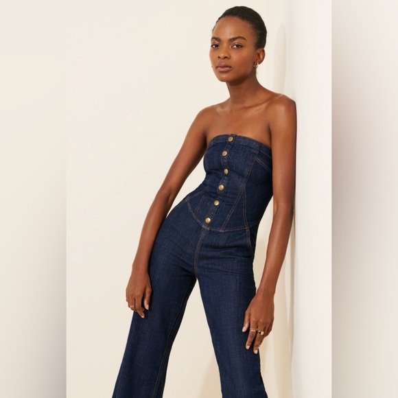 Anthropologie NWT Strapless Denim Corset Jumpsuit - 8 (runs small) - Picture 2 of 15